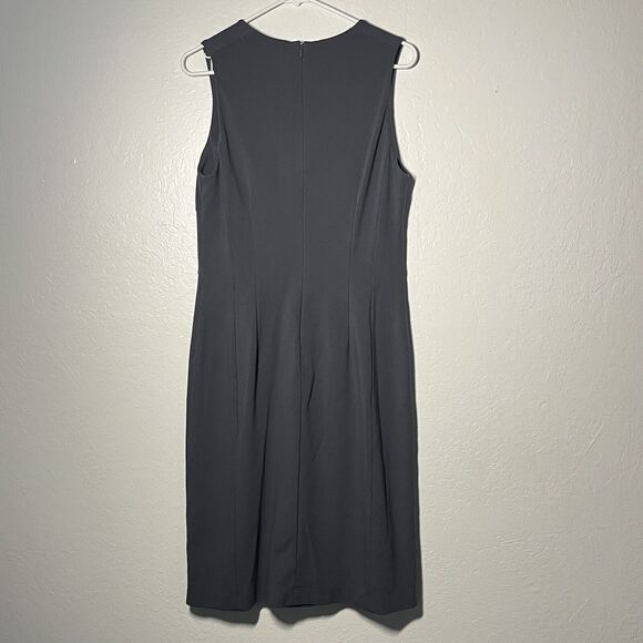 MM LaFluer Cheri Midi Dress Size 12 Gray Fit & Flare Stretch Sleeveless Back Zip - Picture 7 of 13